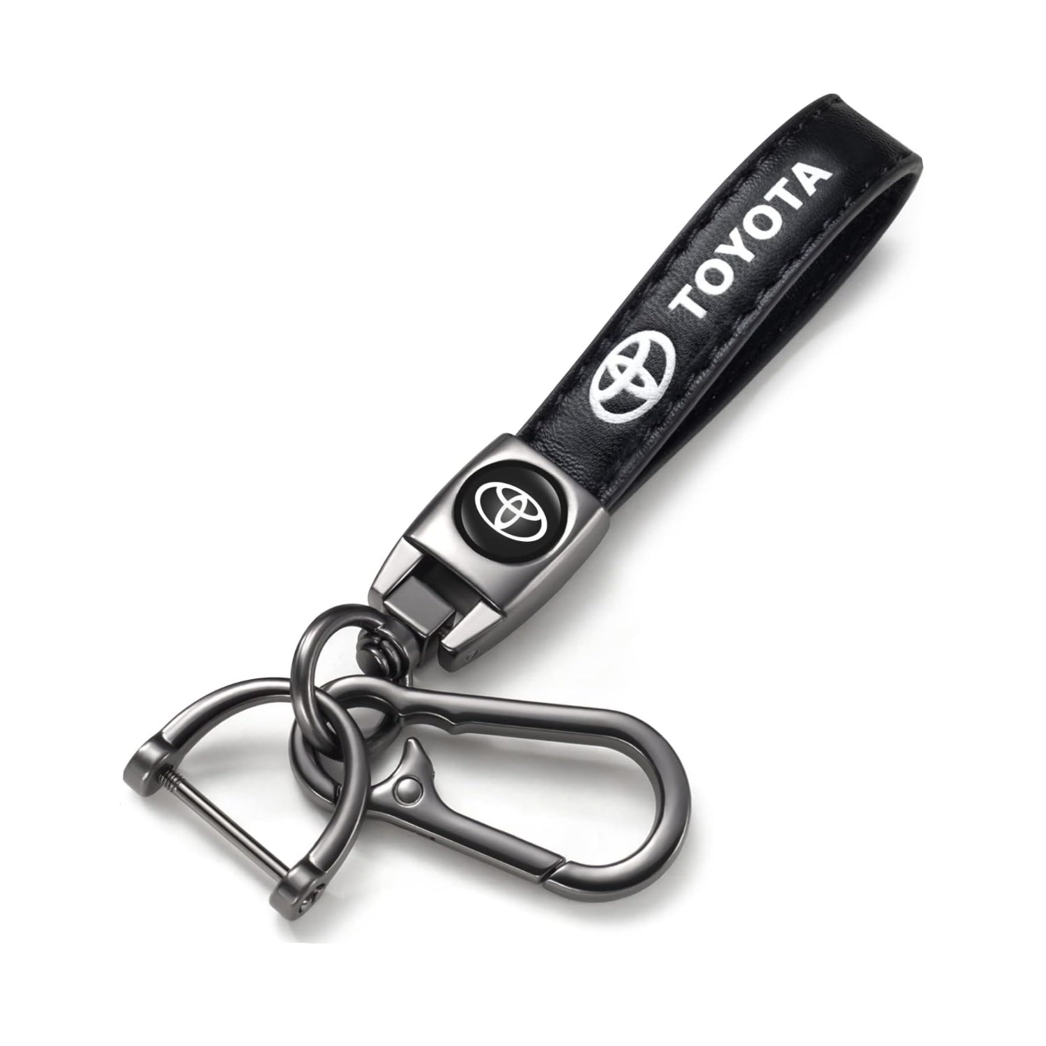 Leather car keychain with baseball fan design, branded DSVI keyring and lanyard for baseball enthusiasts.
