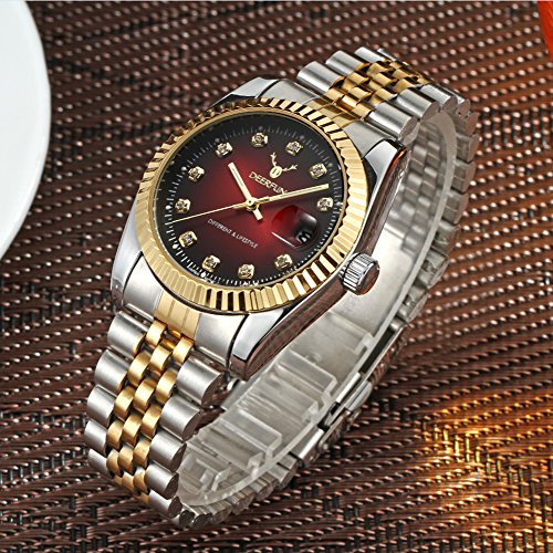 Mens Fashion Luxury Stainless Steel Calendar Rhinestone - Product Imagery