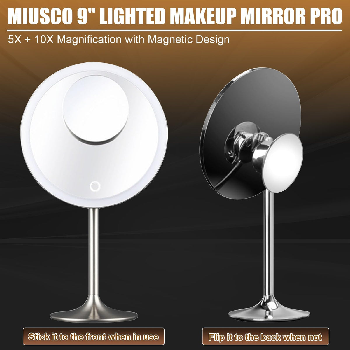 Makeup Mirror 9 Vanity Mirror with Lights 5X 10X - Miusco Official Imagery - 3