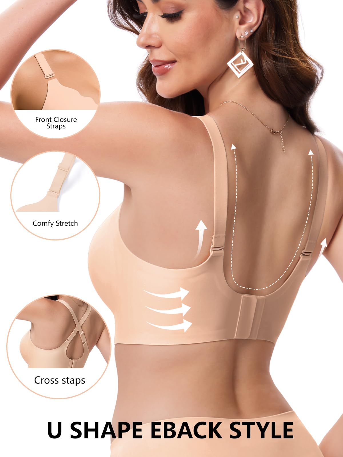COCOMARTS Jelly Bras for Women No Underwire Scalloped Wireless Push Up - View 3