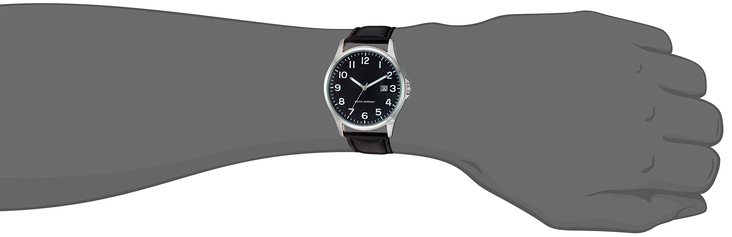 Amazon Essentials Men's Easy to Read 42mm Leather Band Analog Watch - View 3