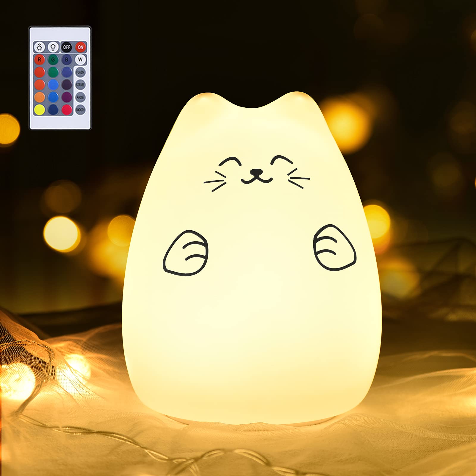 GoLine Cat Lamp, Cute Kitty Night Light, Gifts for Women Teen Girls Ba - View 10