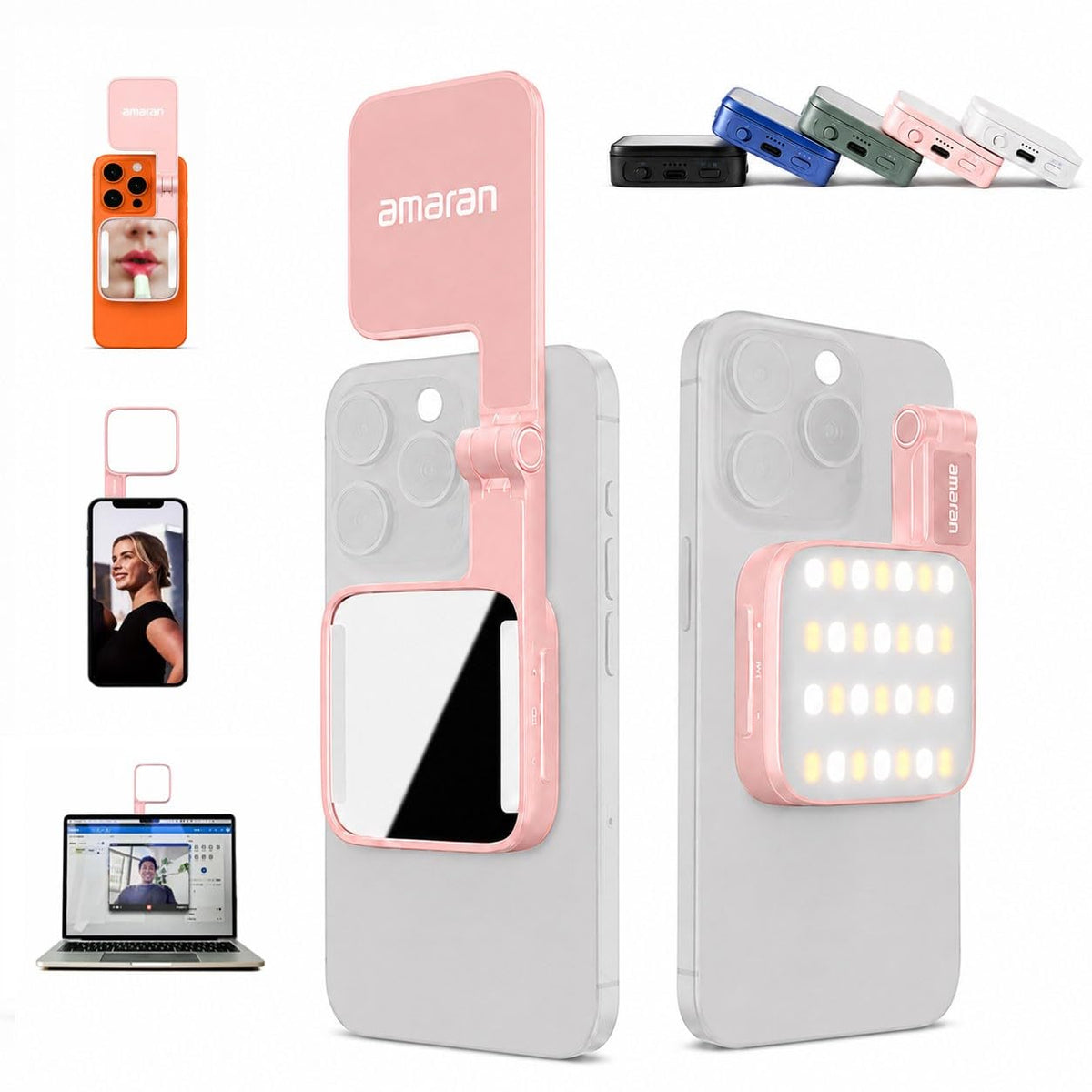Amaran Go MagSafe and Qi2 Mini Phone Light with Flip Mirror - Amaran Official Imagery - 1
