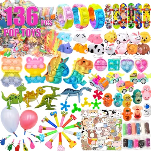 136 Pcs Pop Premium Party Favors Toys for 4-10 Ages Kids - Product Imagery