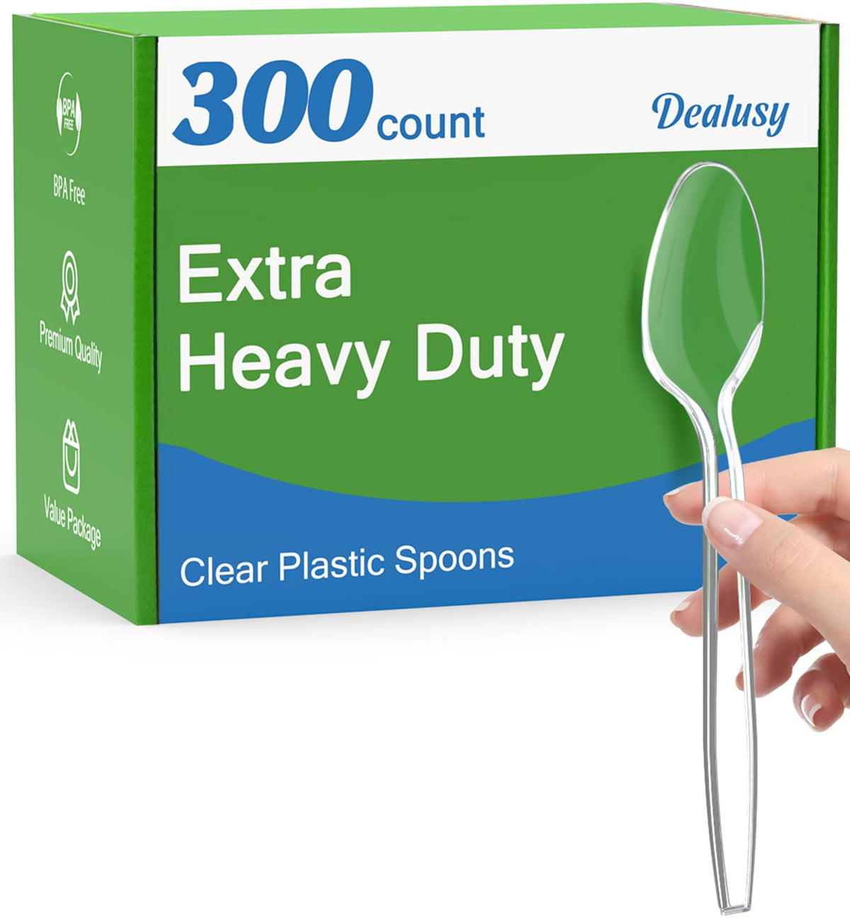 Dealusy 300 Count Clear Plastic Spoons Disposable - Dealusy Official Imagery - 1