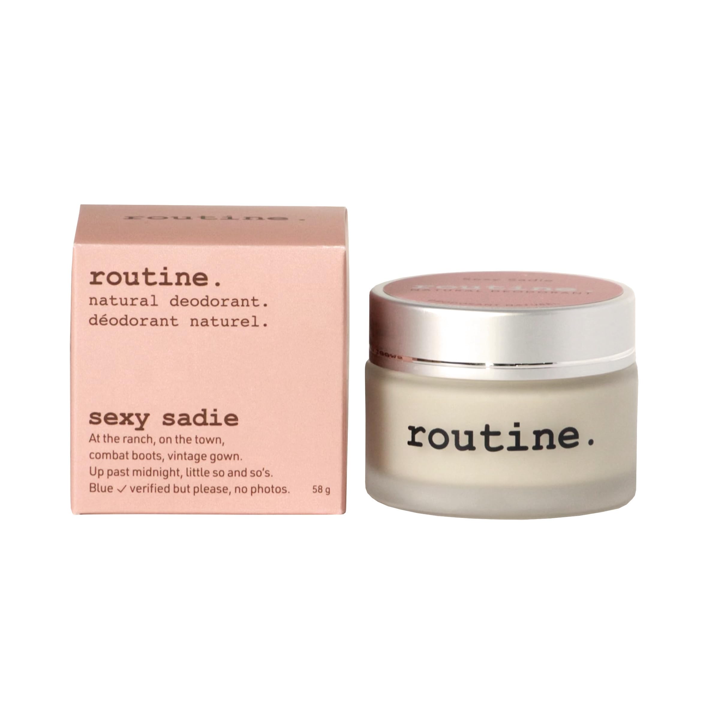 Routine. Natural and Aluminum Free Deodorant (2 Fluid Oz.) for Women and Men | Sexy Sadie No Beeswax Vegan Formula | Patchouli, Ylang Ylang, Sweet Orange, Vanilla, and Champa (Cream Jar Formula)