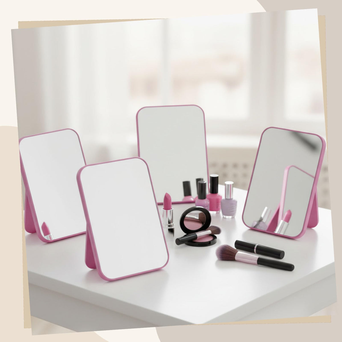 12 Pack 8x5 In Christmas Makeup Mirror with Stand and Hole - Cinnvoice Official Imagery - 3