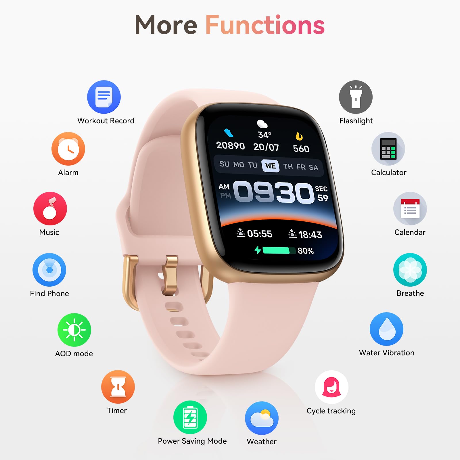 Tensky Smart Watch for Women, Answer/Make Call, 1.85" AMOLED Always-On - View 8
