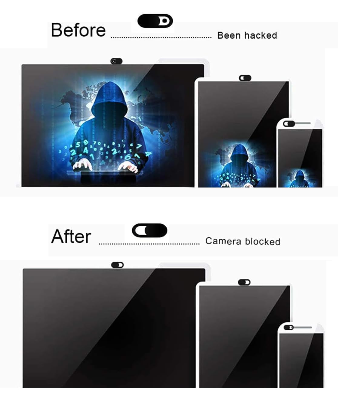 CaseHQ Laptop Camera Cover Slide, [12 Pack] Ultra-Thin Webcam Cover Compatible with MacBook,Laptop,PC,Computer,iMac,iPad, iPhone Cell Phone etc. 0.027in Thick Sliding Cover Web Blocker Black