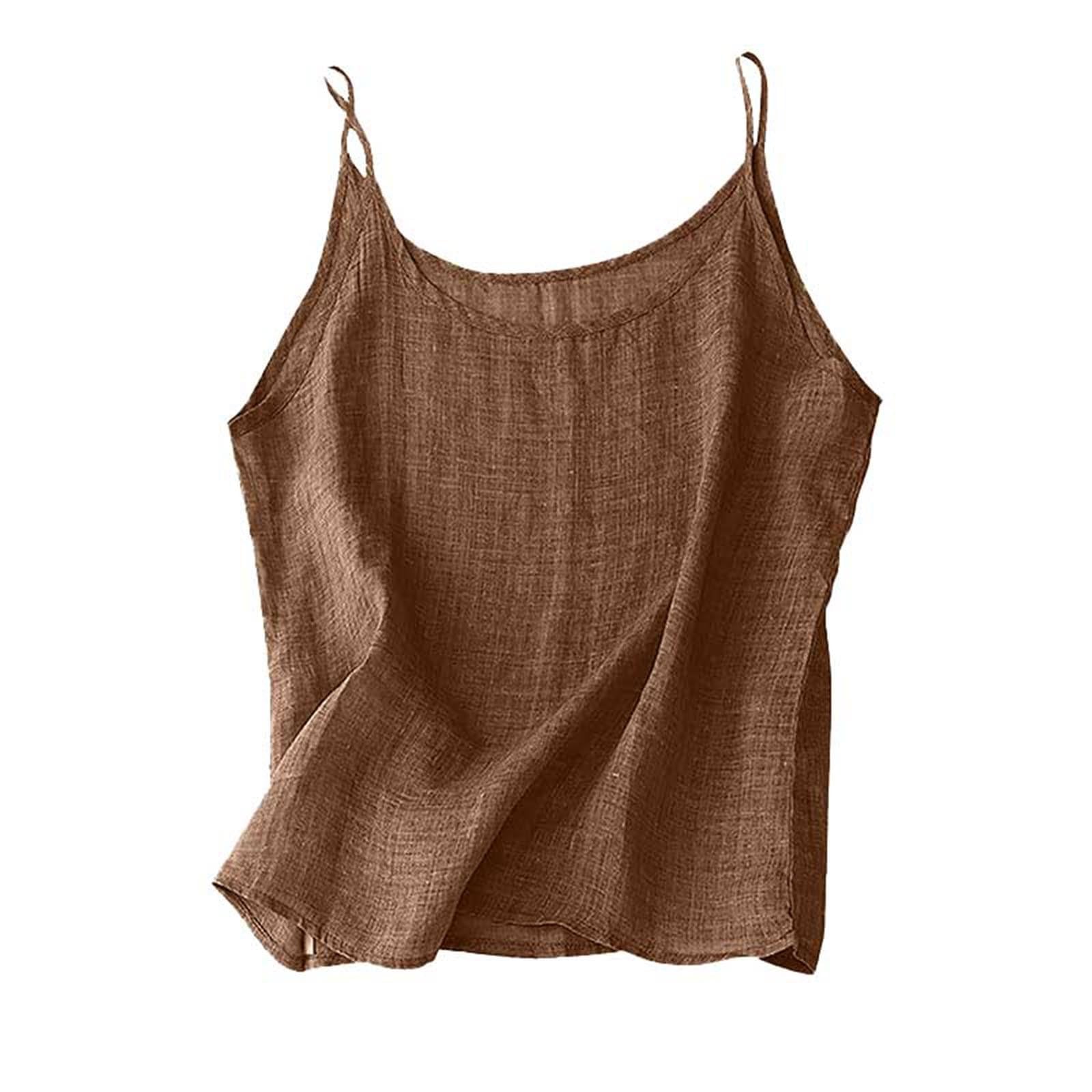 Cotton Linen Tank Tops for Women 2025 Summer Sleeveless Spaghetti Stra - View 9