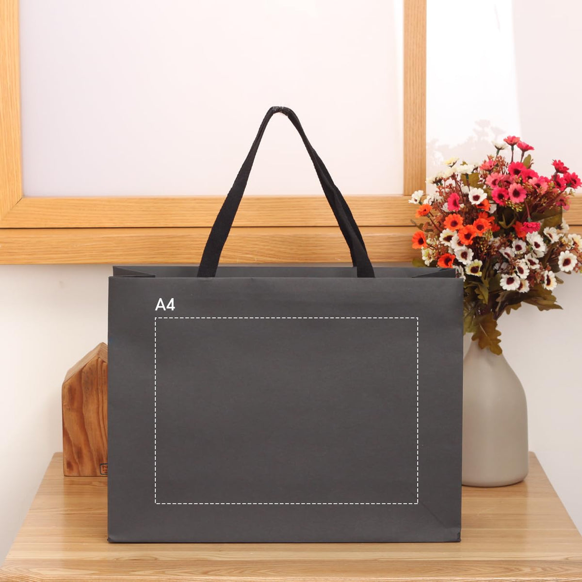 10pcs 15 7x5 5x11 8 Large Size Black Paper Bags with Black - PAPERIST Official Imagery - 6