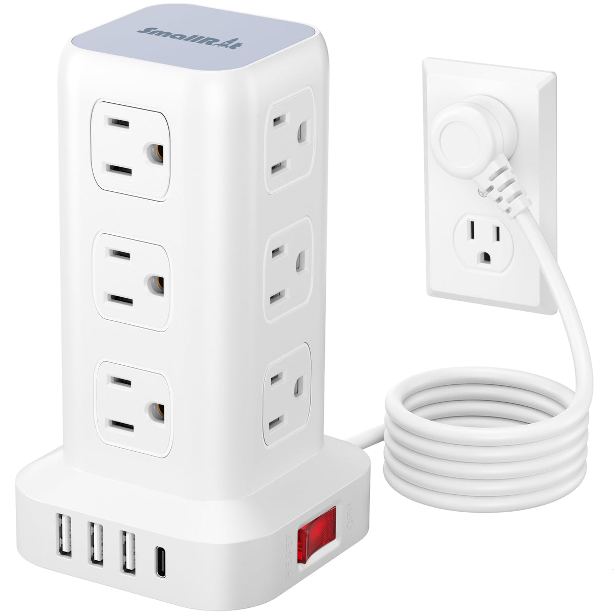 6 5Ft Power Strip Tower with 12 Widely Outlets 4 USB Ports - SMALLRT Official Imagery - 1