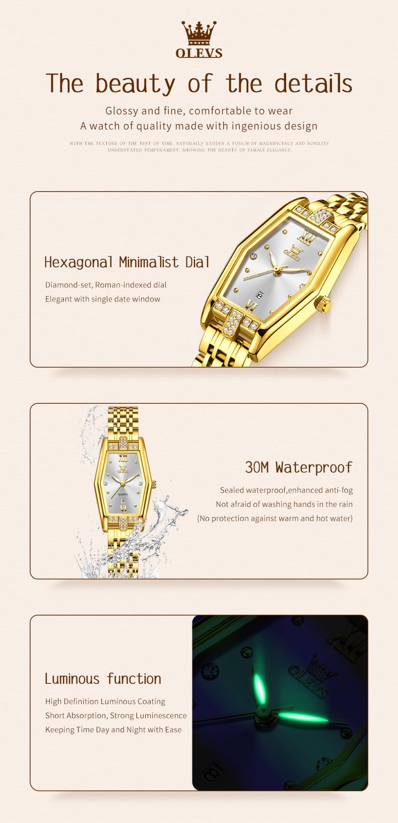 OLEVS Women Watches Business Dress Square Lady for Female - OLEVS Official Imagery - 4