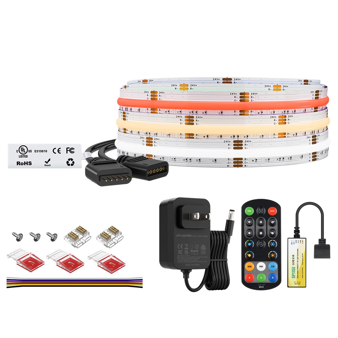 BTF LIGHTING 9 8FT RGBCCT COB LED Strip Light Kit DC24V - BTF-LIGHTING Official Imagery - 1