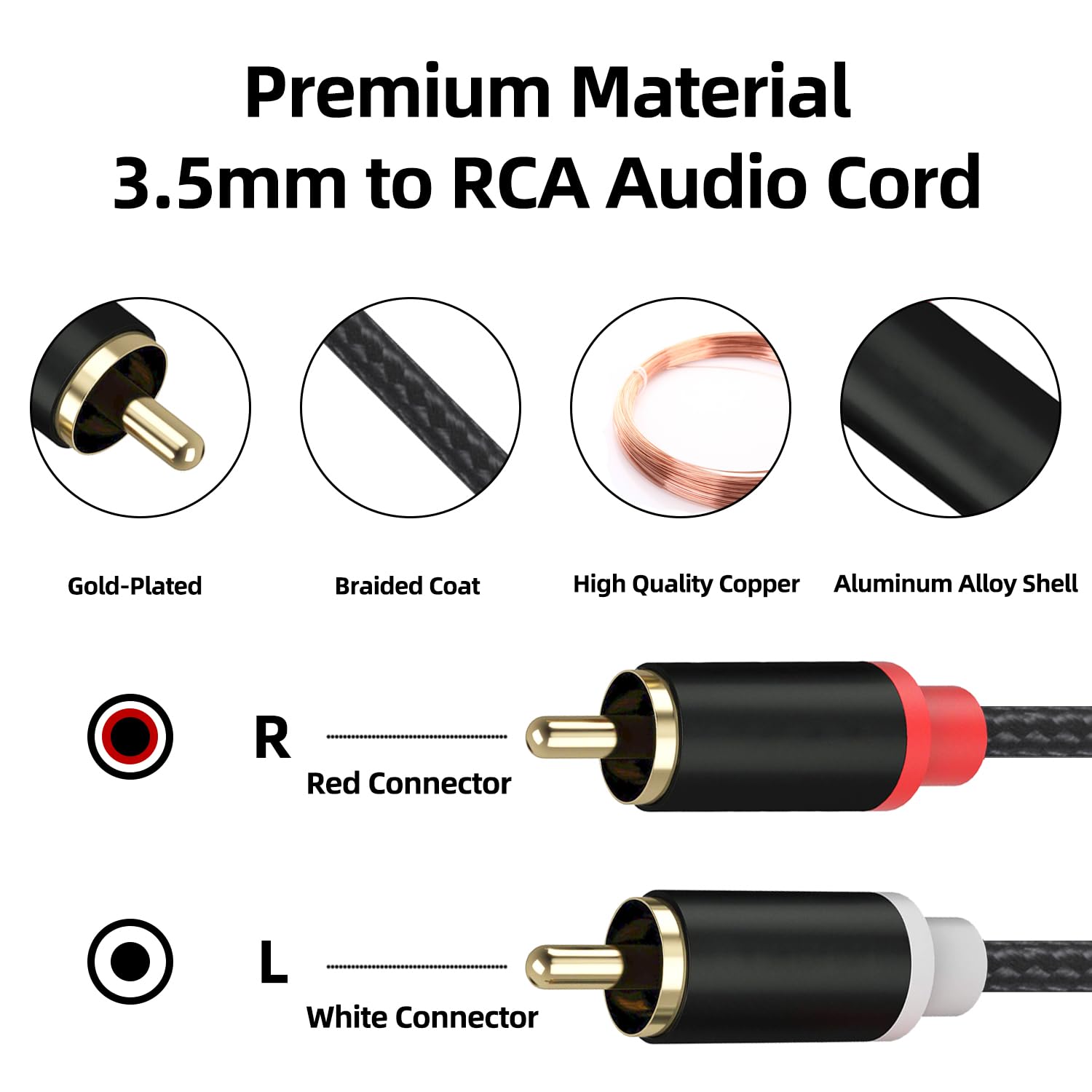 Froggen 3.5mm Female to 2 RCA Male Stereo Cable, 3.5mm to RCA Bi- by Froggen - Angle View 4