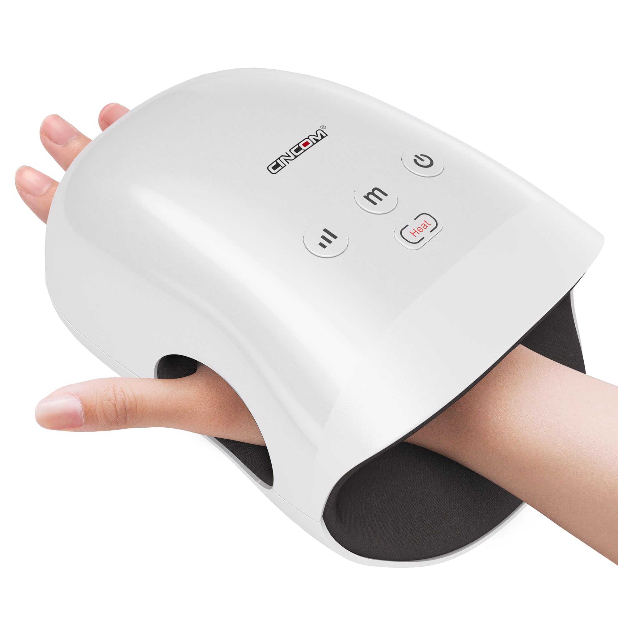 CINCOM Cordless Hand Massager with Heat and Compression, White - View 1