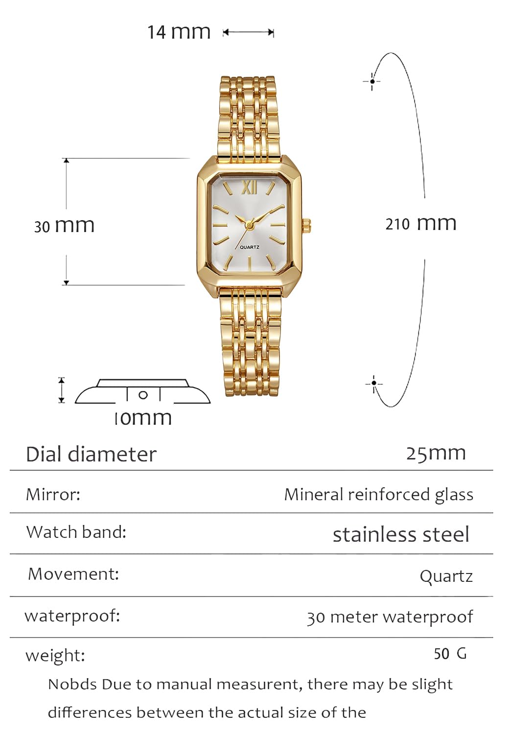 Fashion Initials Womens for Watches Stainless steel Square - VILKFY Official Imagery - 5