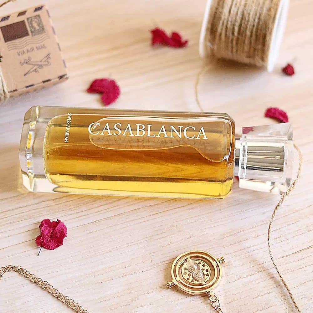 Swiss Arabian Casablanca perfume bottle from Dubai, featuring elegant design and long-lasting fragrance.