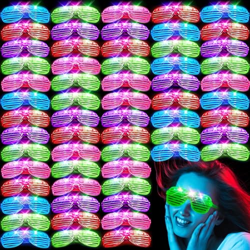 64Pack LED Glasses 5 Colors Light Up Glasses,Glow In The Dark - Product Imagery