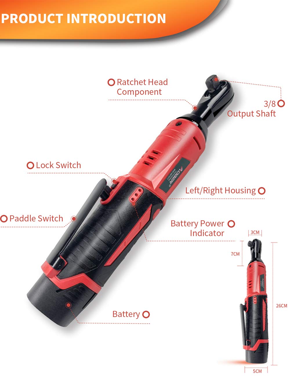 AOBEN Cordless Electric Ratchet Wrench Set 3 8 12V Power - AOBEN Official Imagery - 4