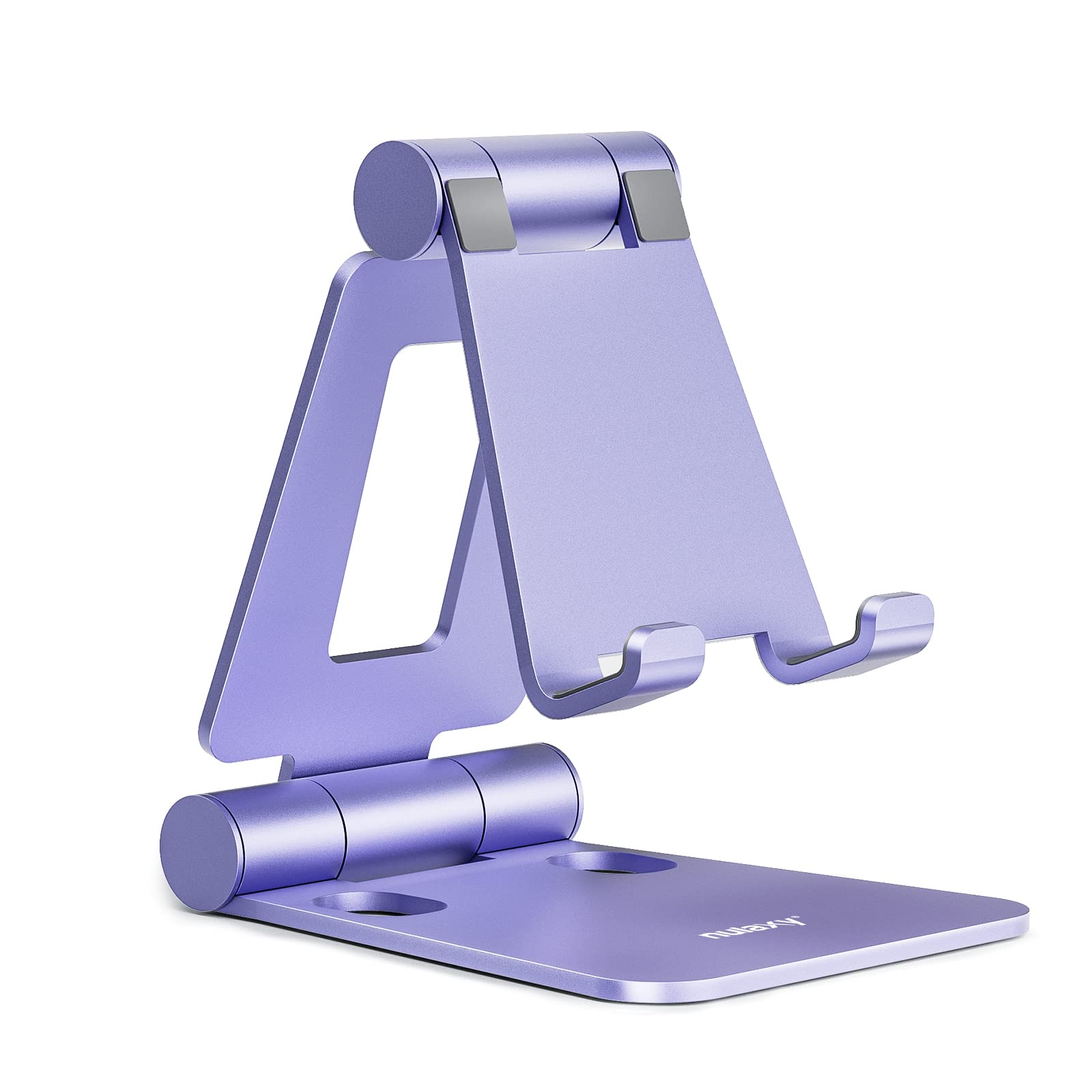 Nulaxy Full Aluminum Dual Folding Cell Phone Stand for Desk, Gray - View 10