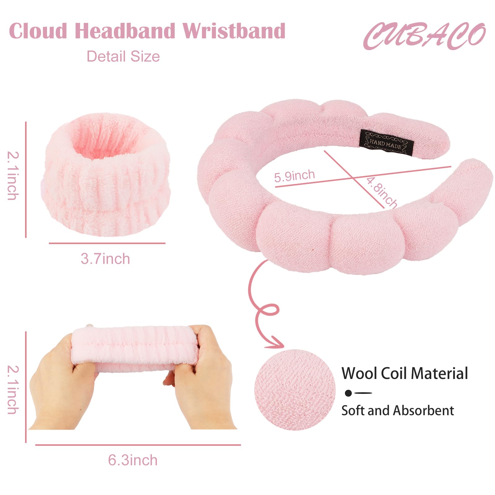 CUBACO Spa Headband and Wristband Set for Women with Ice Jade - CUBACO