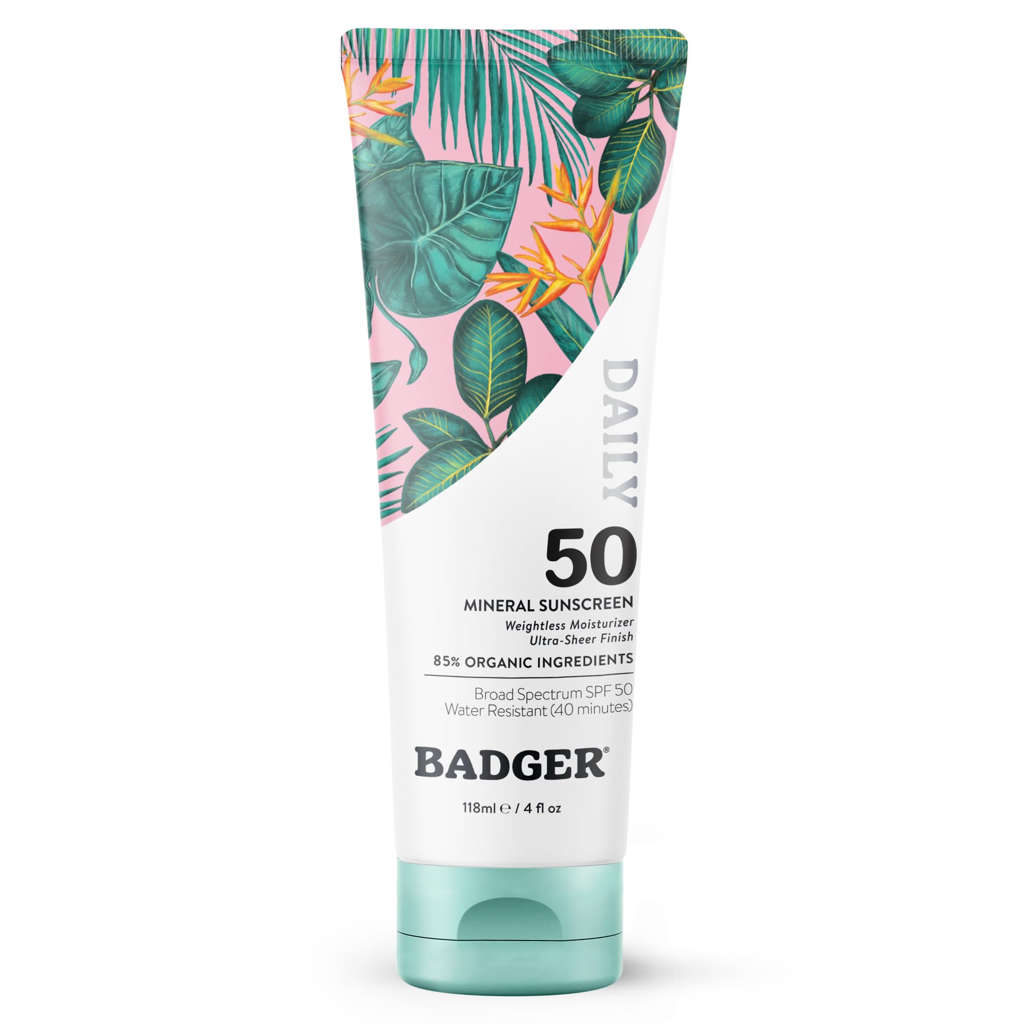 Badger SPF 50 Daily Mineral Sunscreen Sheer Zinc Oxide 4 fl - Badger Official Imagery - 2