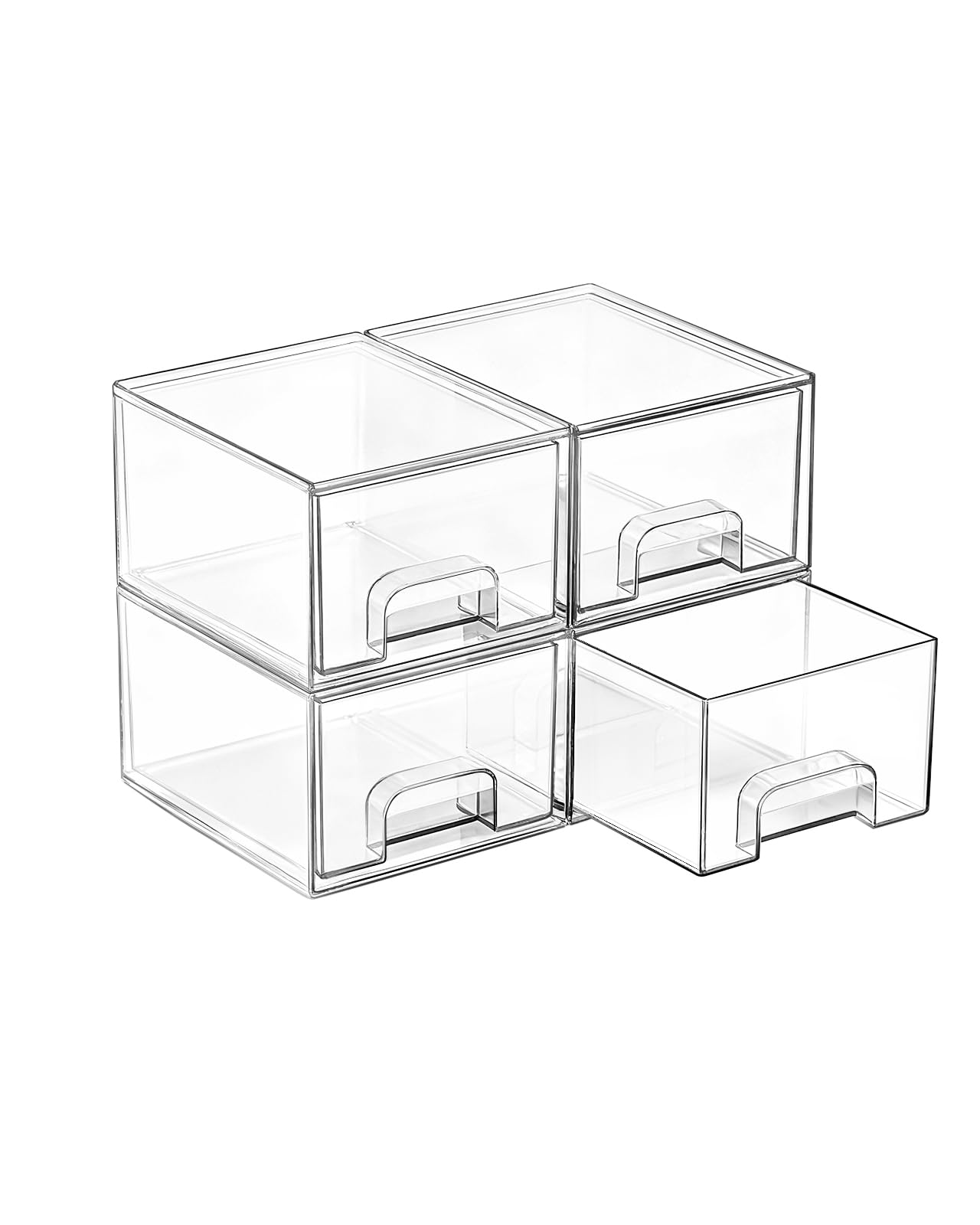 Vtopmart 4 Pack Small Clear Stackable Storage Drawers, Fits Narrow Spaces - Vtopmart Official Product View 1