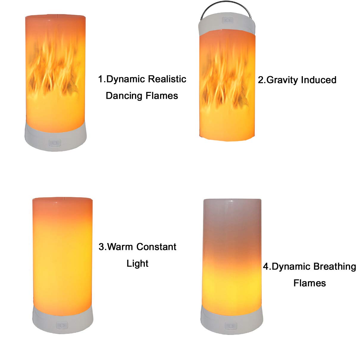 QLEE 2 Pack Led Flame Effect Lantern Light Usb Rechargeable - QLEE Official Imagery - 4