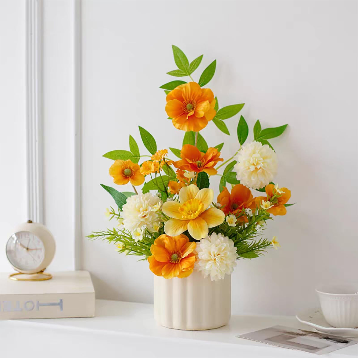 Artificial Flowers with Ceramic Vase Faux Hydrangea Flower - NAWEIDA Official Imagery - 6