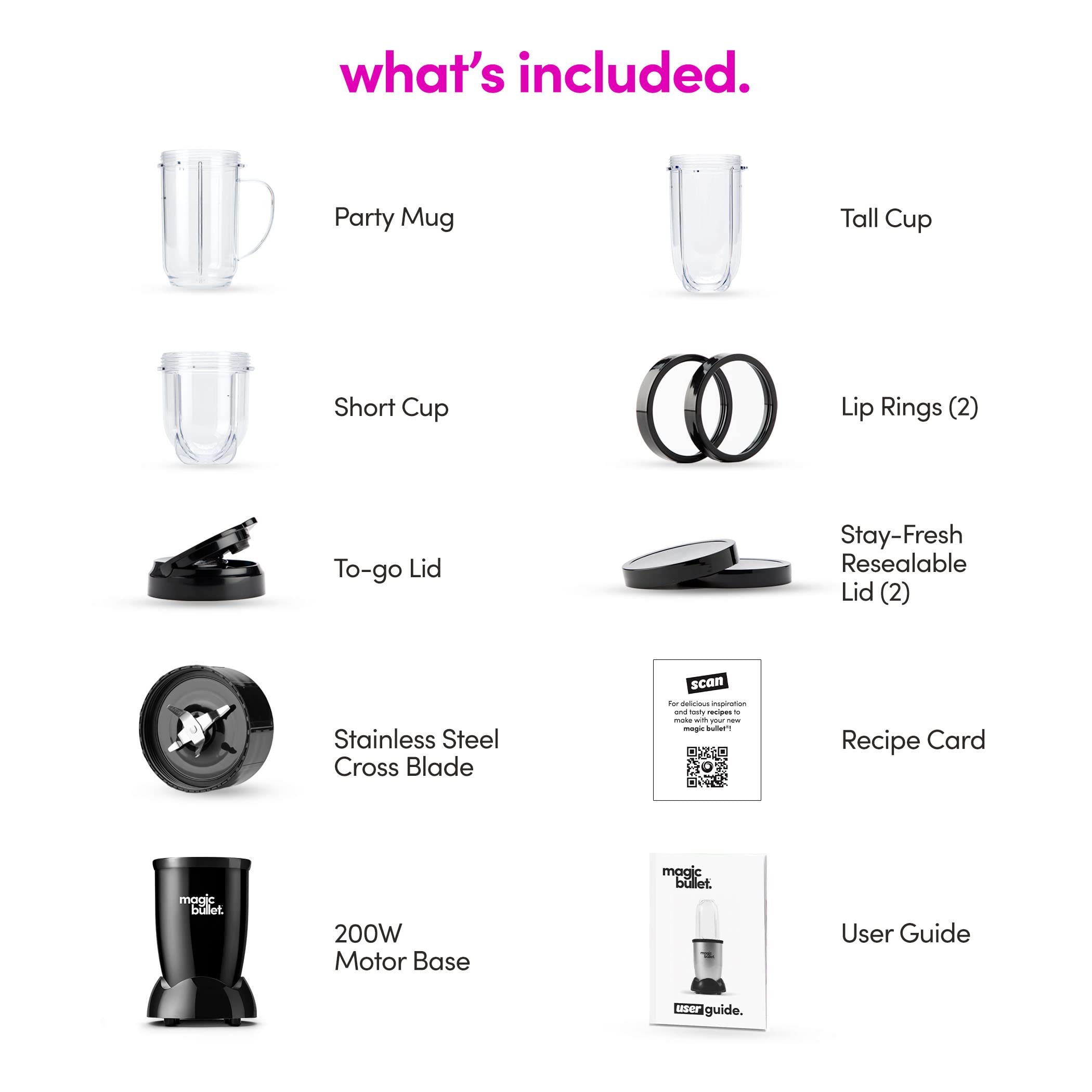 magic bullet Blender, Small, Black, 11 Piece Set by Magic Bullet - Angle View 10