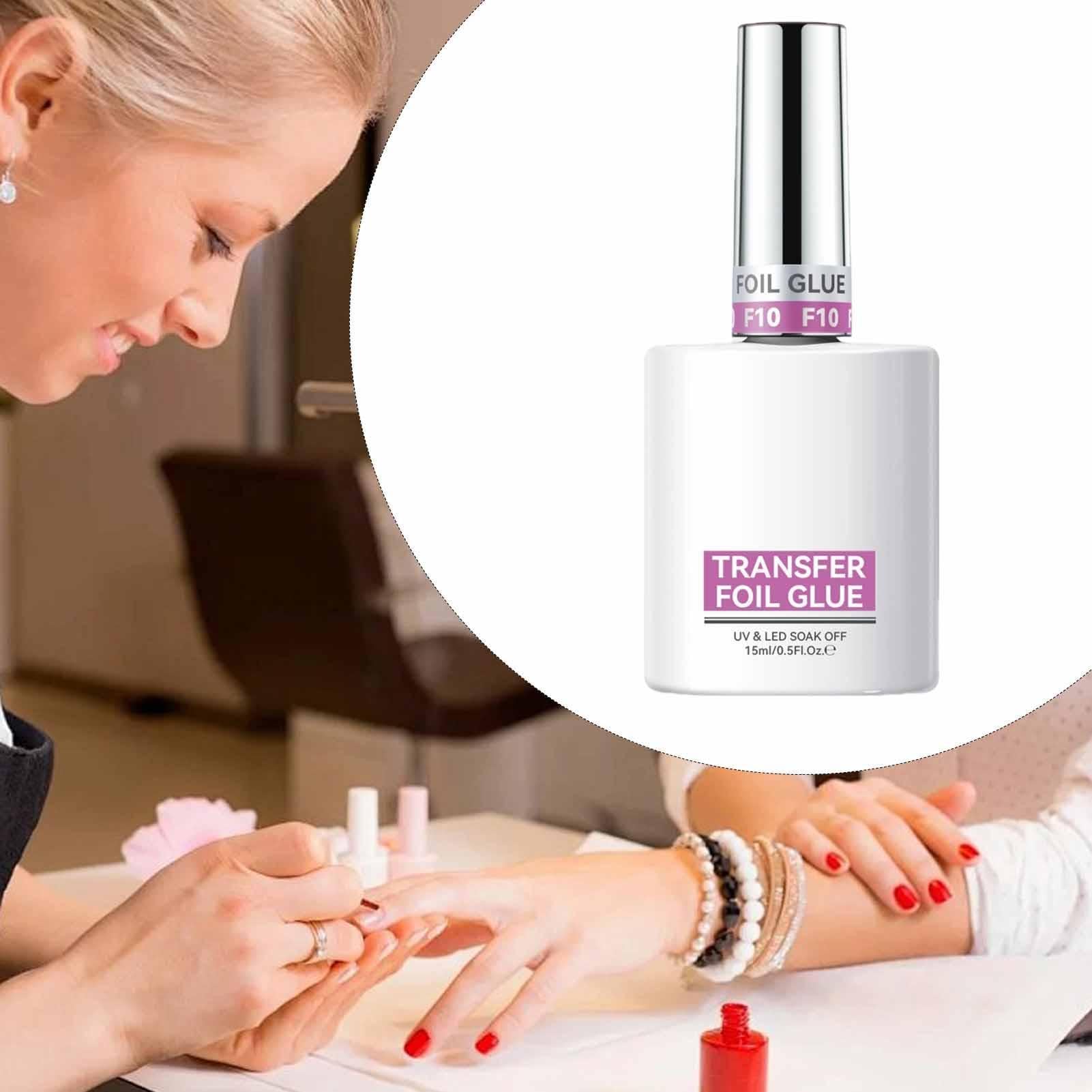 Fine foil gel transfer for nails with smooth brush application, ideal for resin bases and bonding adhesive use.