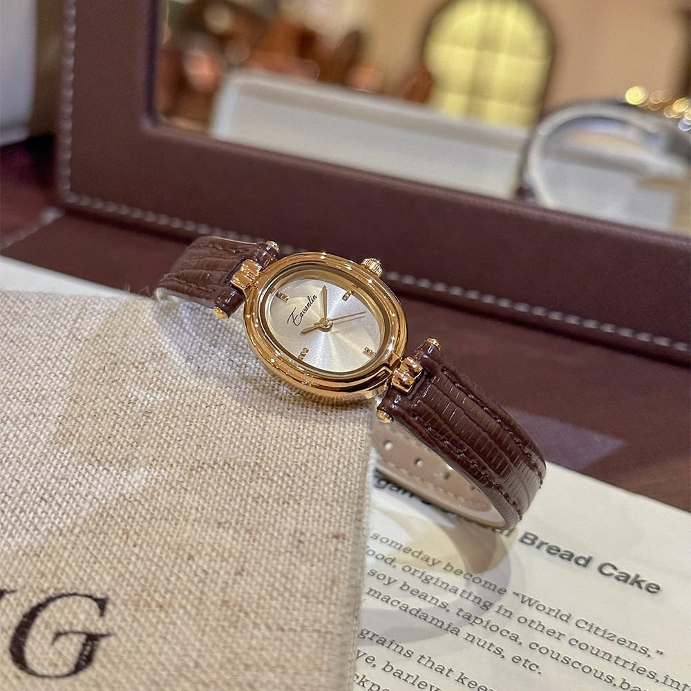Women s Vintage Fashion Small Gold Oval Quartz Watches - CARLIEN Official Imagery - 7