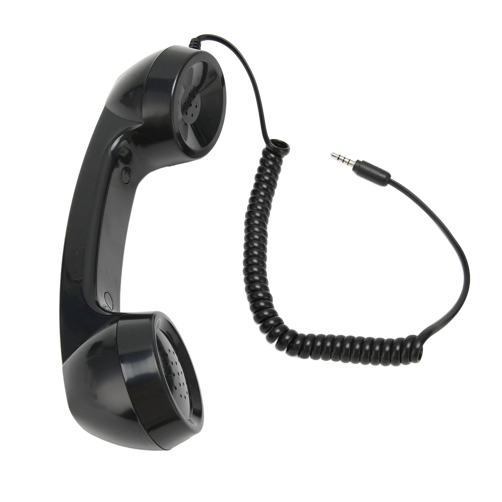 Black Tangxi retro phone handset, multifunction radiation-proof handheld receiver for mobile phones and computers.