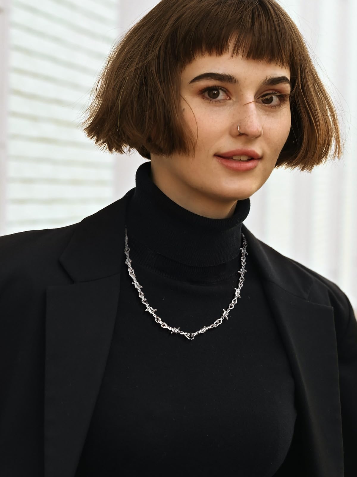 FindChic Barbed Wire Necklace for Men Women Punk Thorns - FindChic Official Imagery - 3