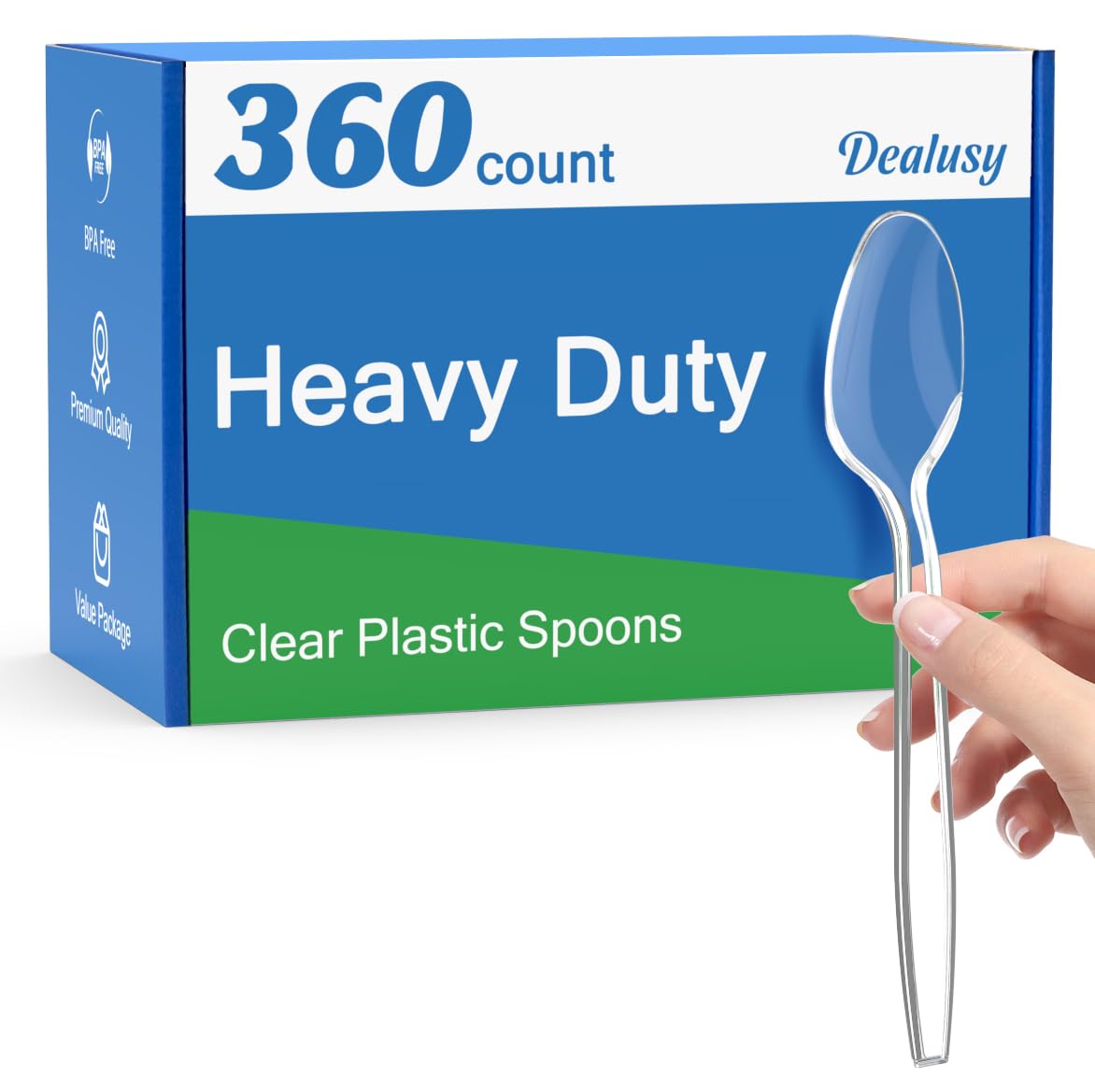 Dealusy 360 Count Clear Plastic Spoons Disposable - Product Imagery