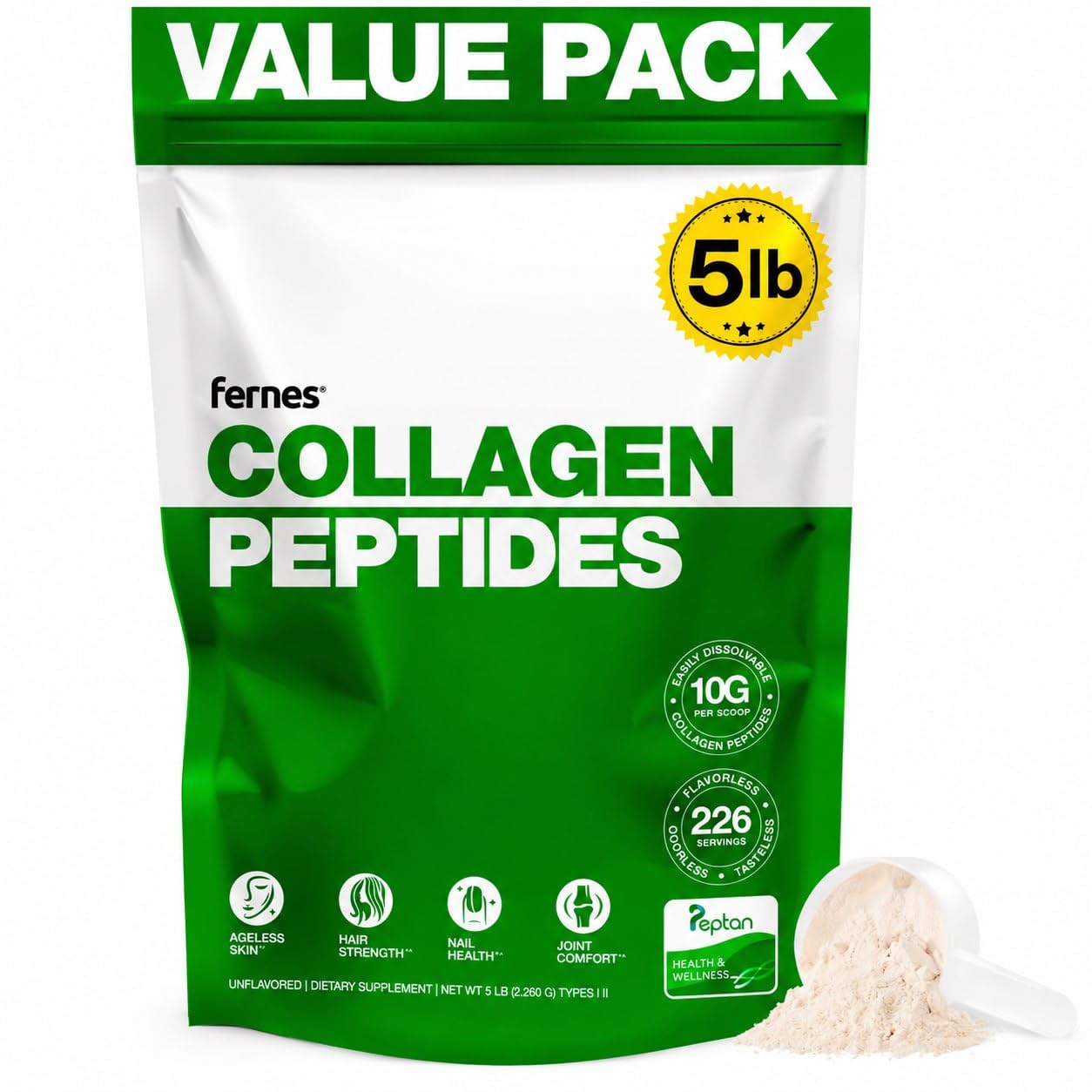 Bulk Collagen Powder for Women Men 5 LB Flavorless - Fernes Official Imagery - 1