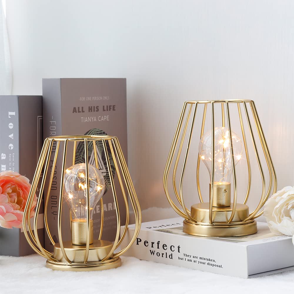 TRIROCKS Set of 2 Metal Battery Operated Lamp 7 Tall Mini - TRIROCKS Official Imagery - 1
