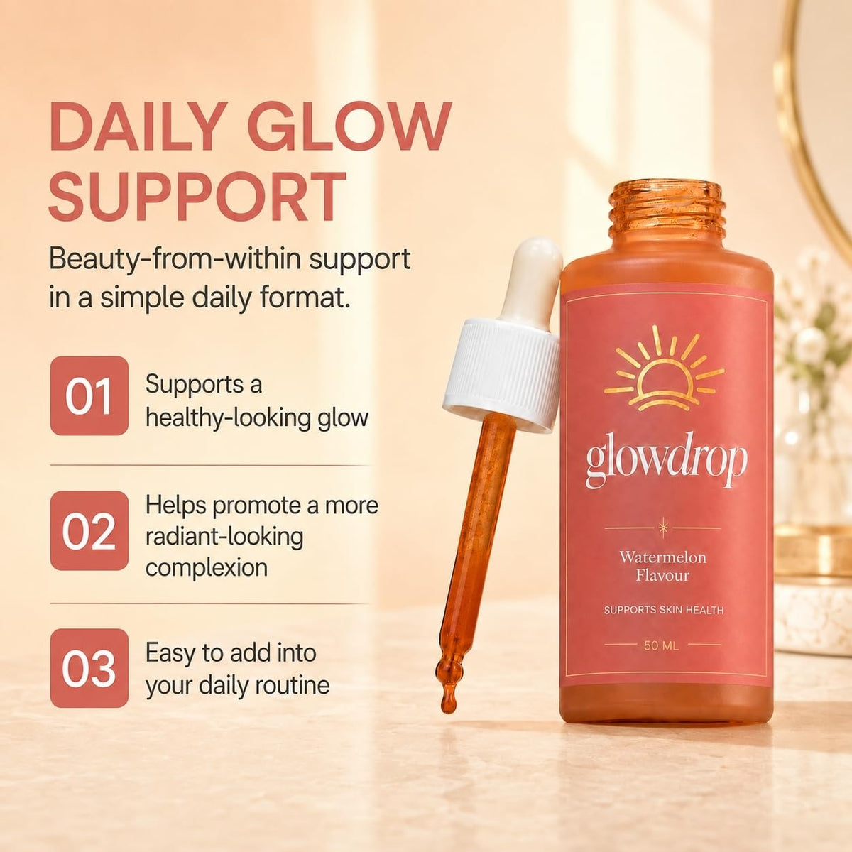 Tanning Drops Easy to Use for All Skin Types 50ml - glowdrop Official Imagery - 3