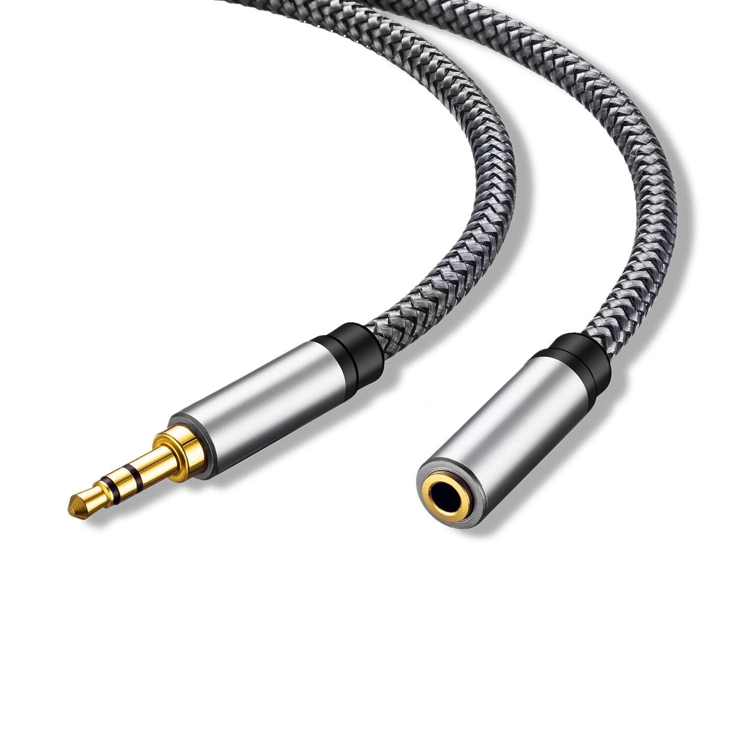 Tan QY 3.5mm Audio Extension Cable 1ft, Male to Female for Headph by Tan QY - Angle View 3