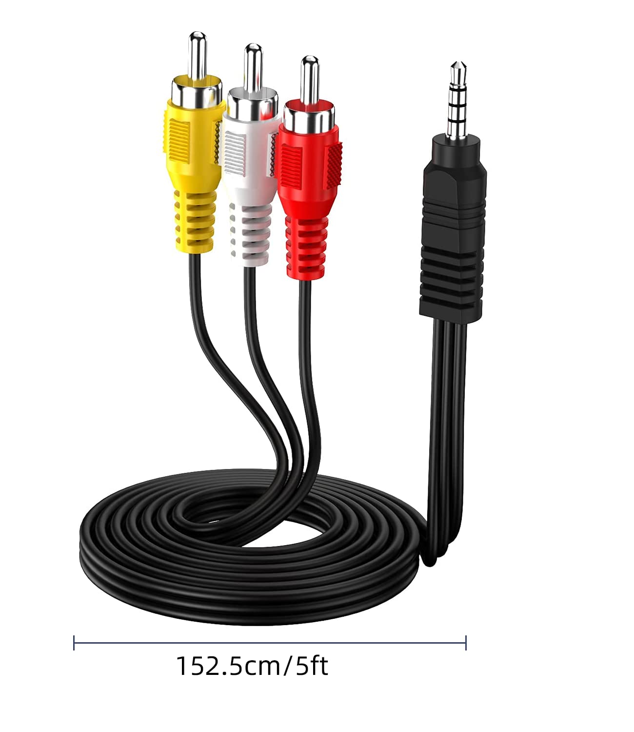 BERLAT 3.5mm to RCA AV Cable 5ft Gold for TV MP3 Speaker by BERLAT - Angle View 8