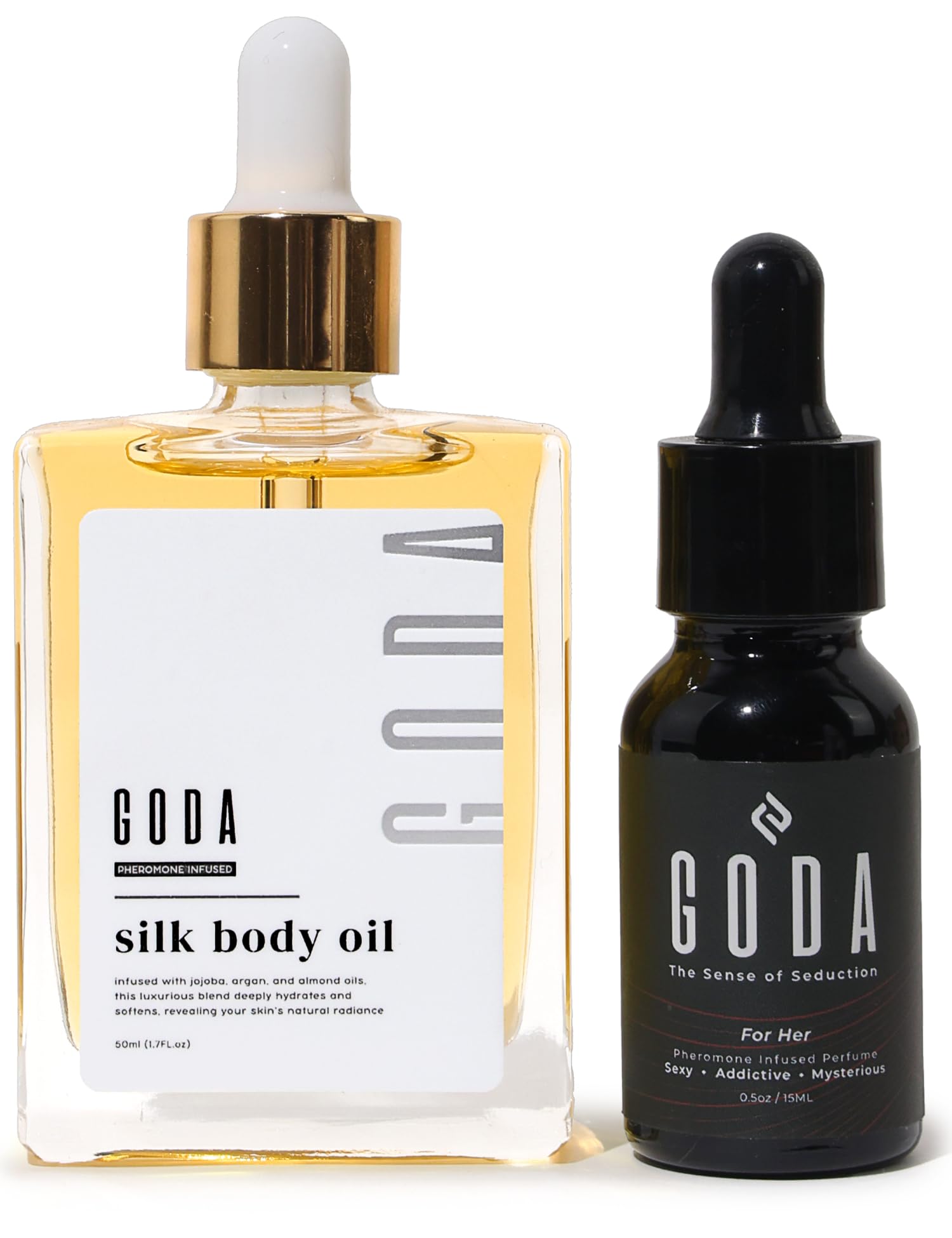 GODA Pheromones Perfume for Women + Silk Body Oil Bundle – - Product Imagery