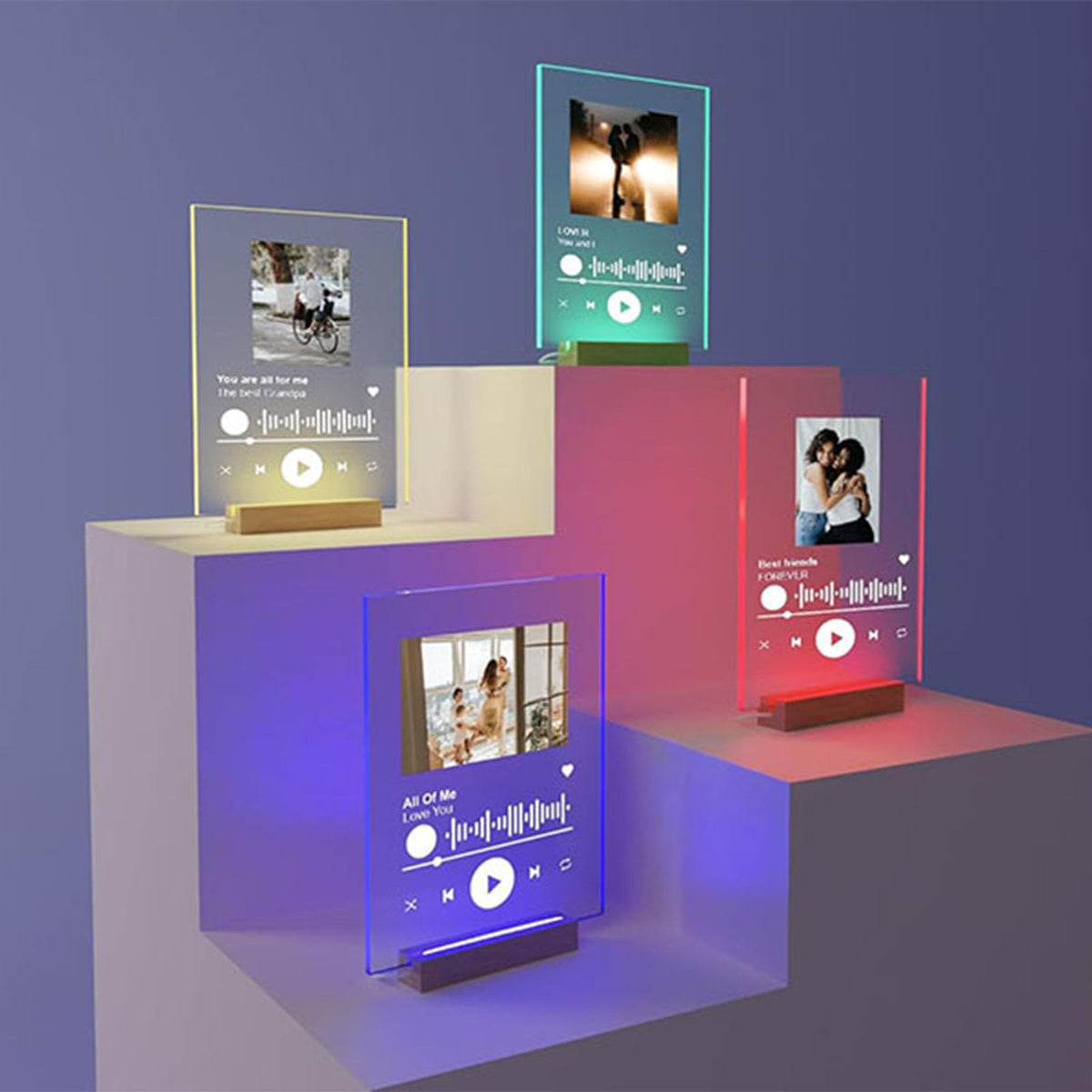4Pcs Rectangle Wood LED Light Stand Display Base for - Lyshujli Official Imagery - 3