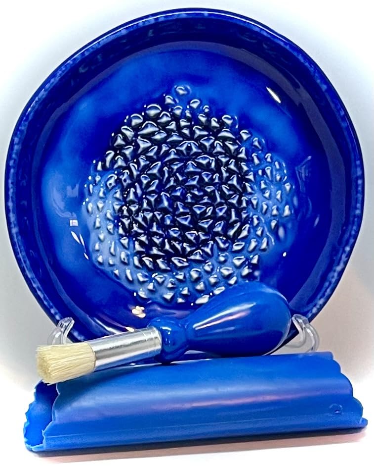Premium Ceramic Garlic Grater Plate Set - Blue Ocean Glazed - Product Imagery