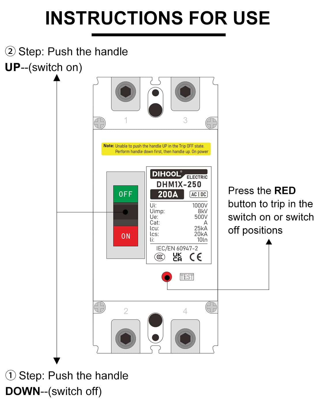 DIHOOL DC 200 Amp Breaker 500V Battery Disconnect Switch for - DIHOOL Official Imagery - 7