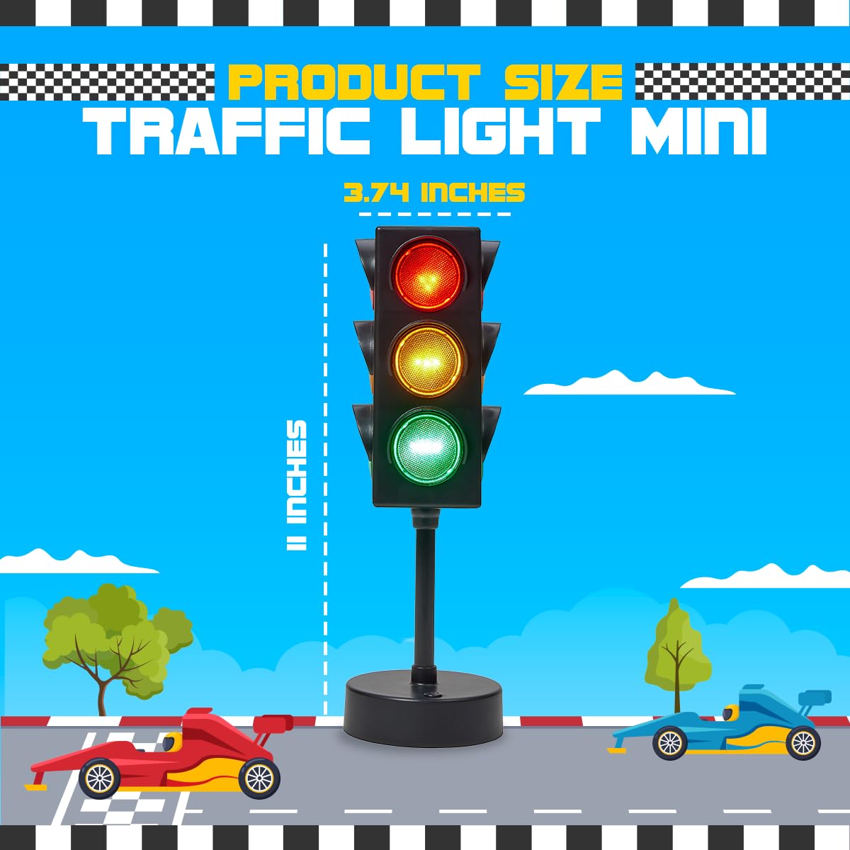 Traffic Light Lamp 11 Inch with Remote 3 Sided Color - Playbees Official Imagery - 3