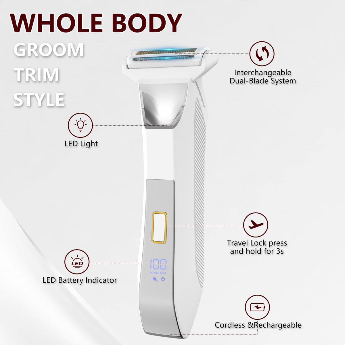 Women s 2 in 1 Bikini Trimmer Dual Head Body Shaver - Bomic Official Imagery - 4
