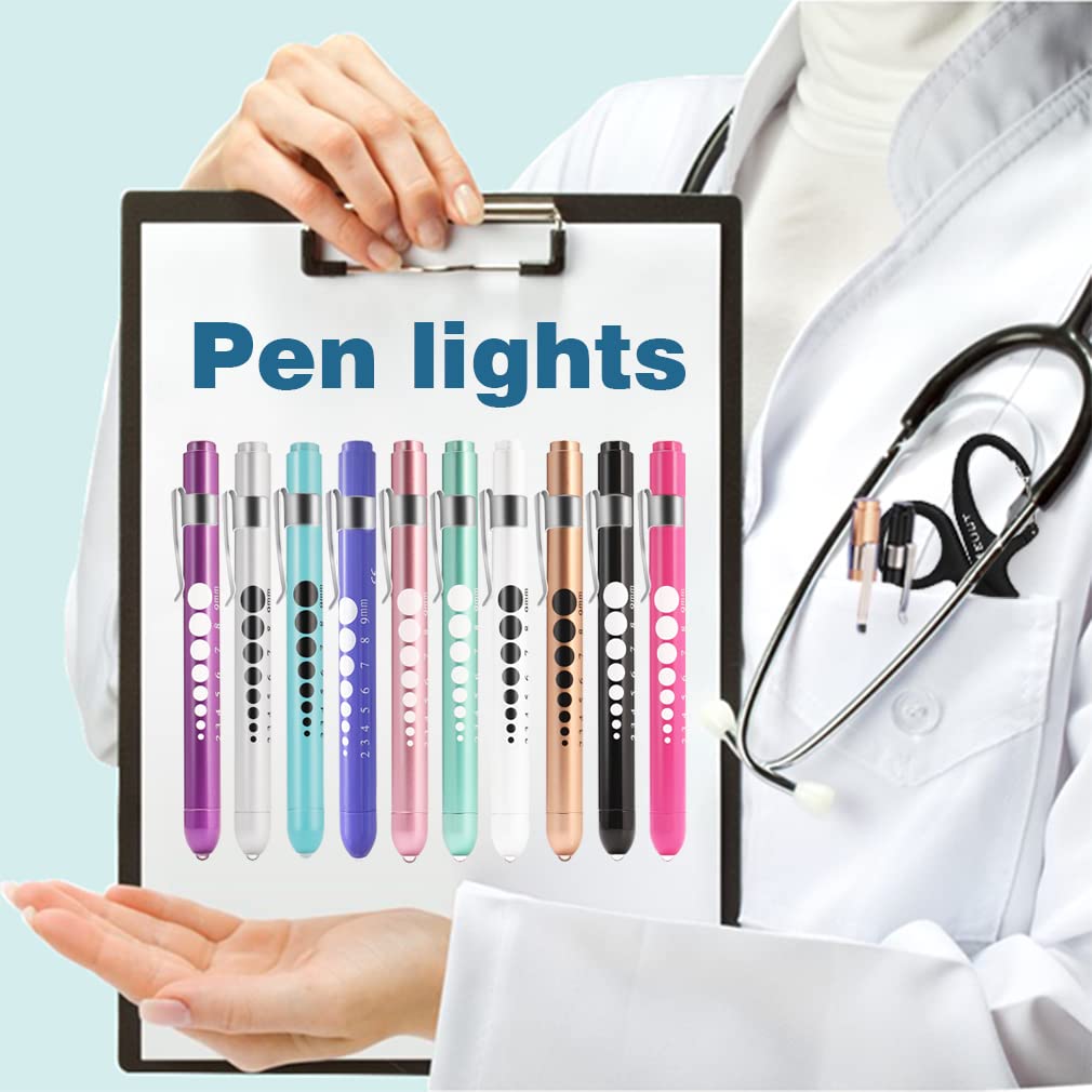 MEUUT Nurse Penlights 3 Pack with 6 AAA Batteries & Pupil Gauge