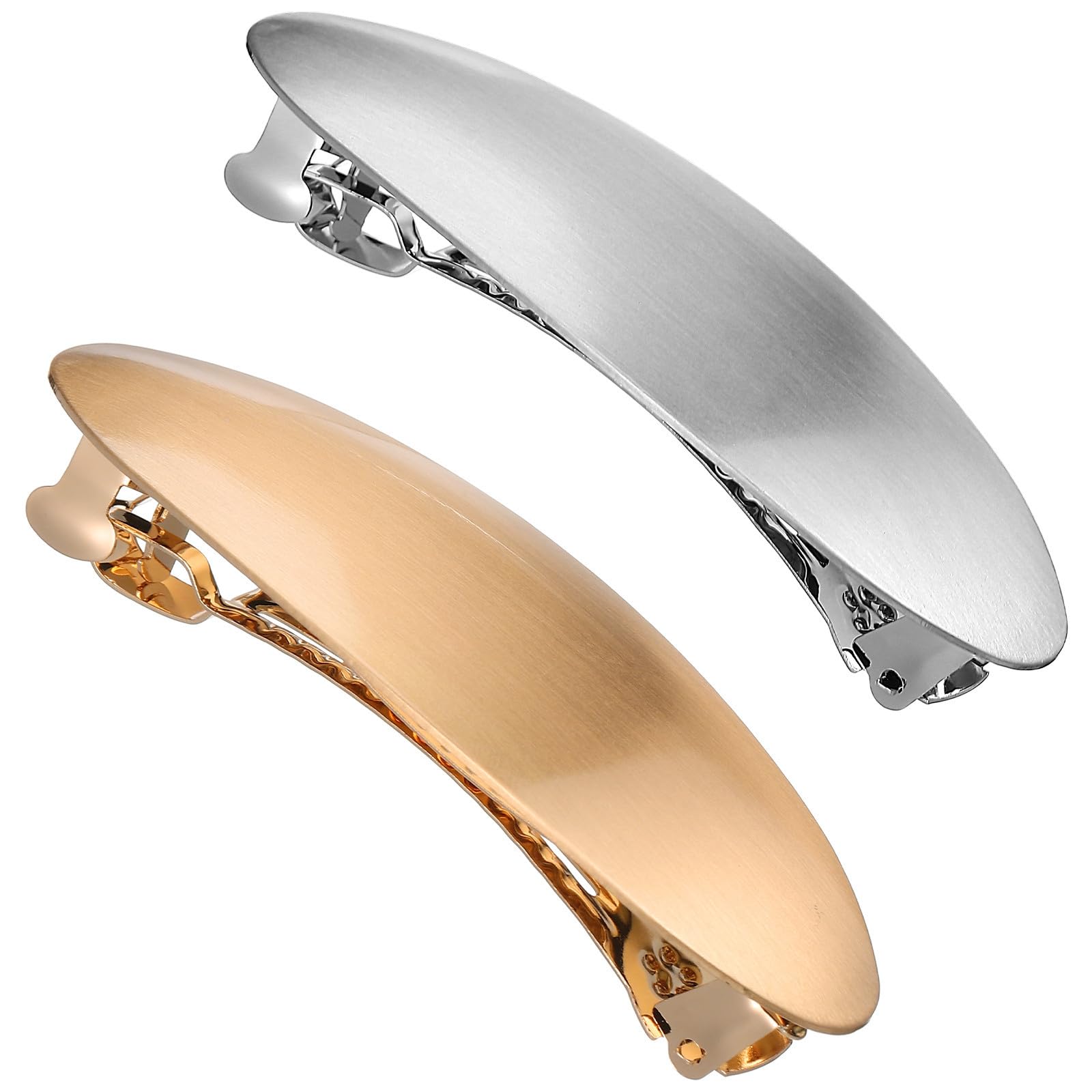 2 Pcs French Metal Oval Hair Barrettes Set Alloy Hair Clips for Women