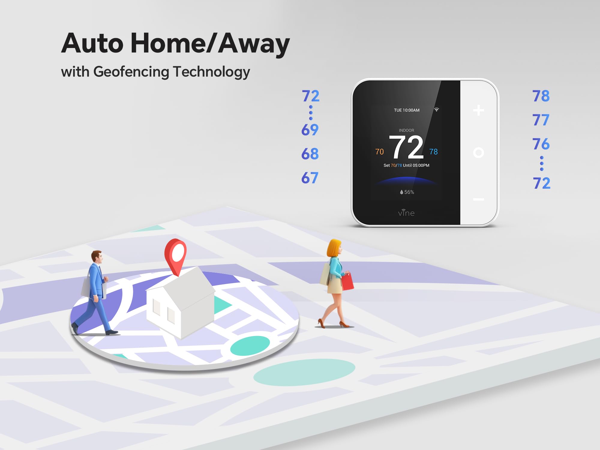 vine Smart Thermostat for House, WiFi Thermostats for Home Compat - vine Official Product View 8